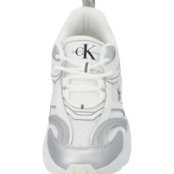 Calvin Klein YW0YW01381, Schnürschuhe, Damen, weiß silber metallic