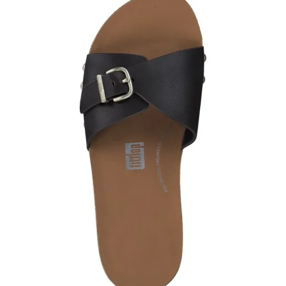 Fit Flop Iqushion Adkustable Buckle HF1, Plateau-Pantoletten, Damen, chocolate brown