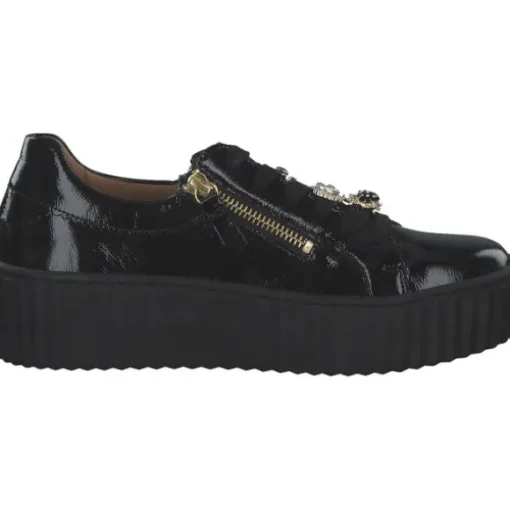 Gabor 53.201.97, Schnürschuhe, Damen, schwarz (gold)