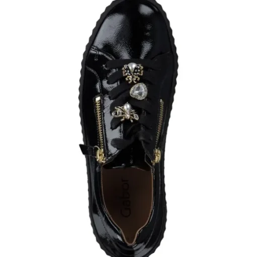 Gabor 53.201.97, Schnürschuhe, Damen, schwarz (gold)