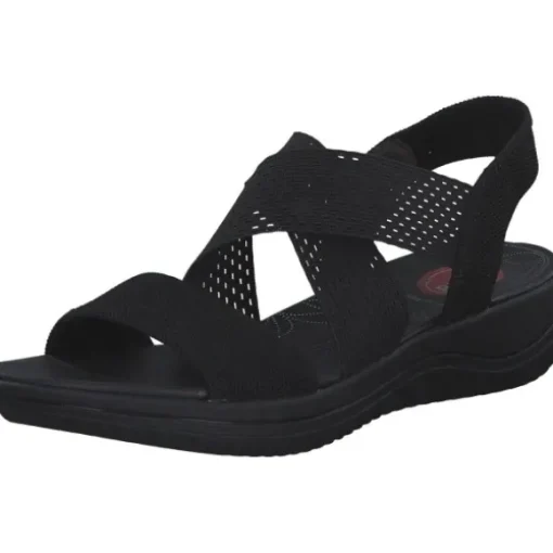 Jana Shoes 28768, Keilsandaletten, Damen, Schwarz