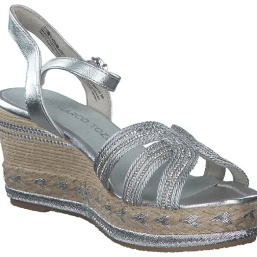 Marco Tozzi 28370, Plateau-Sandaletten, Damen, Grau (Silver Comb)