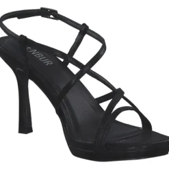 Menbur 24717, Plateau-Sandaletten, Damen, Schwarz