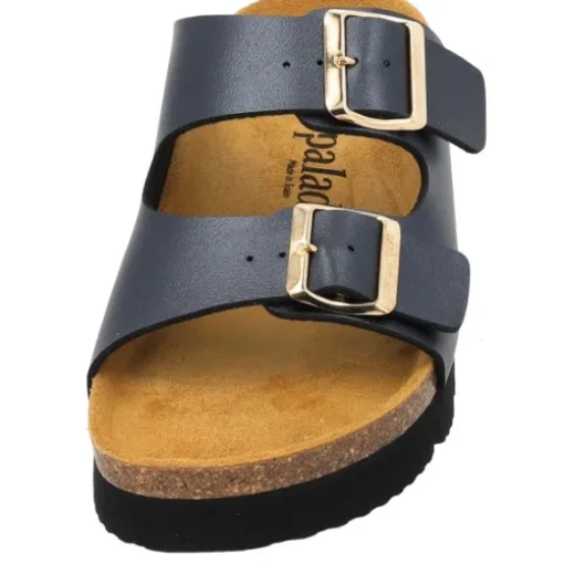 Palado Korfu PL Metallic, Plateau-Pantoletten, Damen, Anthrazit/Gold
