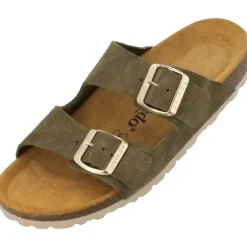 Palado Korfu Suede Premium Leather, Pantoletten, Damen, Khaki