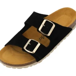 Palado Korfu Suede Premium Leather, Pantoletten, Damen, Schwarz