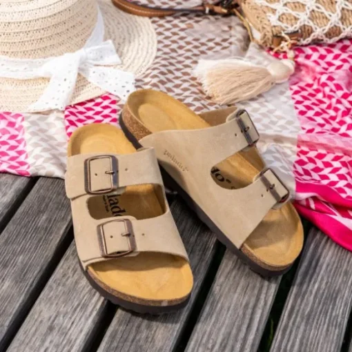 Palado Korfu Velours Premium Leather, Pantoletten, Damen, Cappuccino