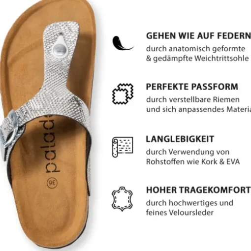 Palado Kos Titano, Zehentrenner, Damen, Silber
