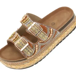 Palado Luberos by Sila Sahin, Plateau-Pantoletten, Damen, Camel