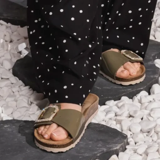Palado Malta BX by Sila Sahin, Pantoletten, Damen, Khaki Lack