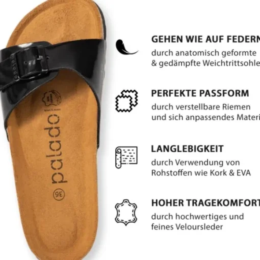 Palado Malta Lack, Pantoletten, Damen, Schwarz