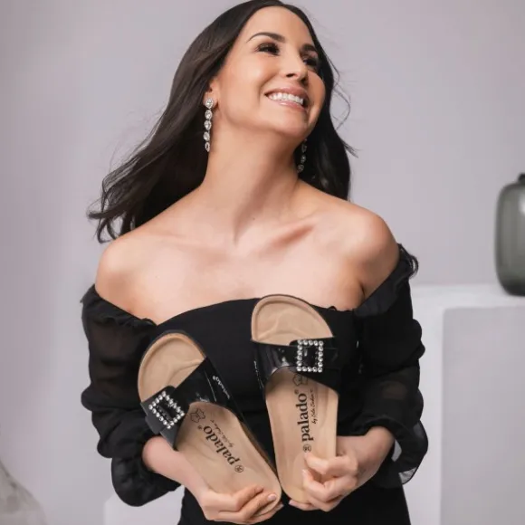 Palado Malta SQ by Sila Sahin, Pantoletten, Damen, Schwarz Lack