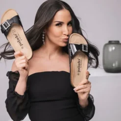 Palado Malta SQ by Sila Sahin, Pantoletten, Damen, Schwarz Lack