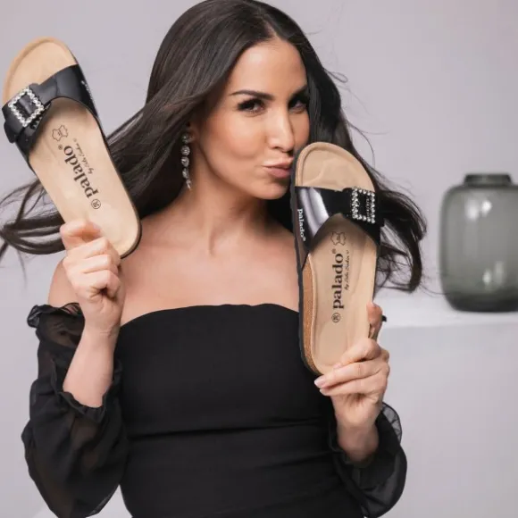 Palado Malta SQ by Sila Sahin, Pantoletten, Damen, Schwarz Lack