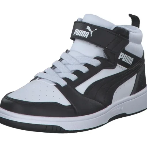 Puma 393832/001 Rebound V6 Mid AC+PS, Stiefel, Kinder, puma white-puma black-shadow