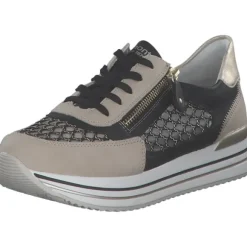 Remonte D1329, Schnürschuhe, Damen, perle/schwarz-gold/schwarz/mus