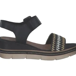 Remonte D2L55, Plateau-Sandaletten, Damen, schwarz-gold-weiss/schwarz