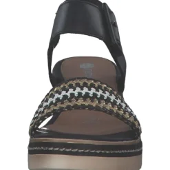 Remonte D2L55, Plateau-Sandaletten, Damen, schwarz-gold-weiss/schwarz