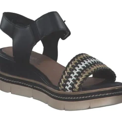 Remonte D2L55, Plateau-Sandaletten, Damen, schwarz-gold-weiss/schwarz