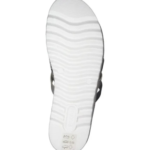 Remonte D0Q50, Plateau-Pantoletten, Damen, schwarz-weiss-gold/gold/musche