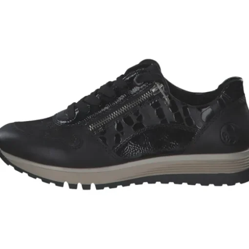 Rieker 49003-00 , Schnürschuhe, Damen, schwarz/schwarz-metallic/black