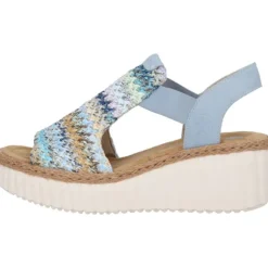 Rieker 69172, Plateau-Sandaletten, Damen, blau-multi/aqua
