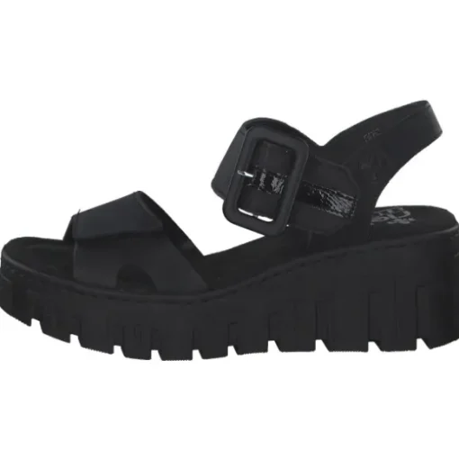 Rieker 68050, Plateau-Sandaletten, Damen, schwarz/black