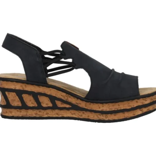 Rieker 68175, Plateau-Sandaletten, Damen, pazifik/amaretto