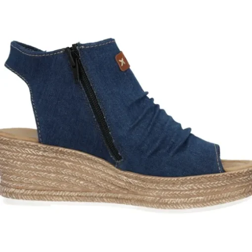 Rieker 68791, Plateau-Sandaletten, Damen, denim/cayenee
