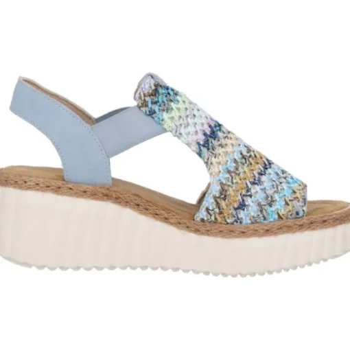 Rieker 69172, Plateau-Sandaletten, Damen, blau-multi/aqua