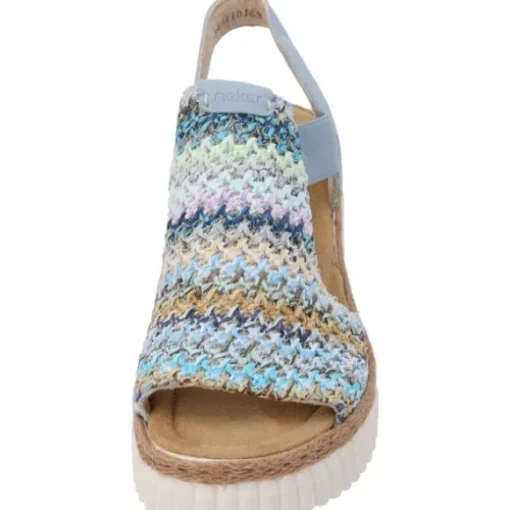 Rieker 69172, Plateau-Sandaletten, Damen, blau-multi/aqua