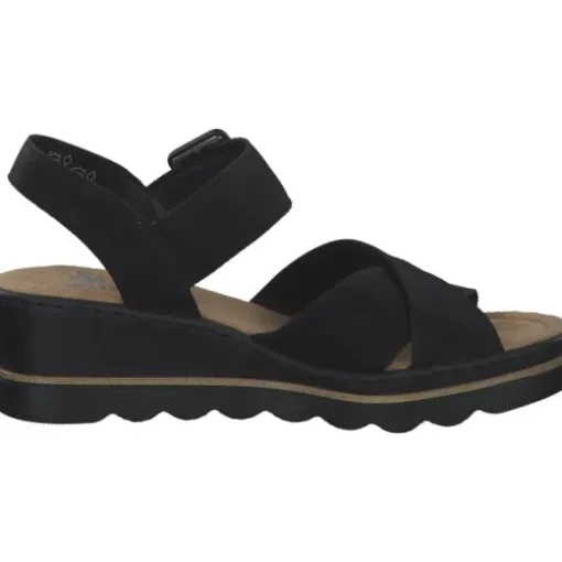 Rieker 67463, Plateau-Sandaletten, Damen, schwarz