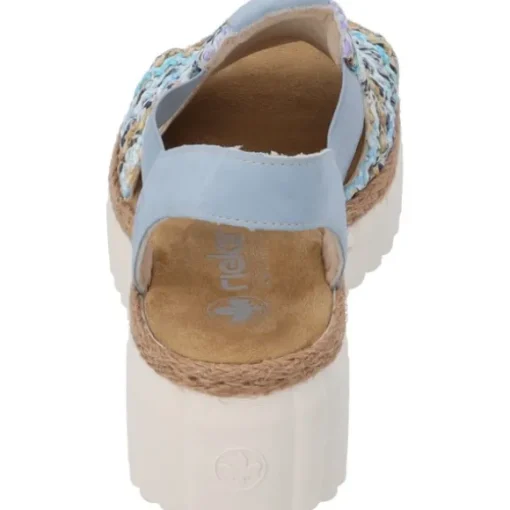 Rieker 69172, Plateau-Sandaletten, Damen, blau-multi/aqua