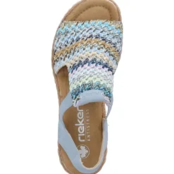 Rieker 69172, Plateau-Sandaletten, Damen, blau-multi/aqua
