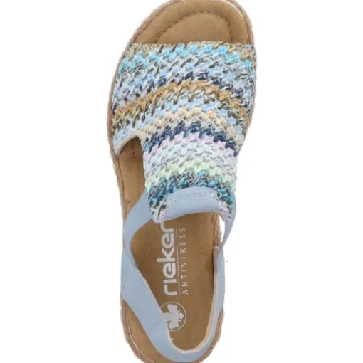 Rieker 69172, Plateau-Sandaletten, Damen, blau-multi/aqua
