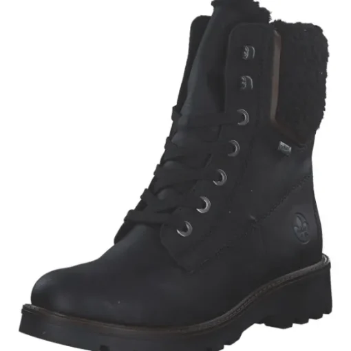 Rieker 73230, Schnürstiefel, Damen, schwarz/mogano/schwarz