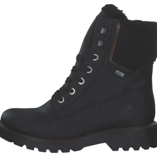 Rieker 73230, Schnürstiefel, Damen, schwarz/mogano/schwarz