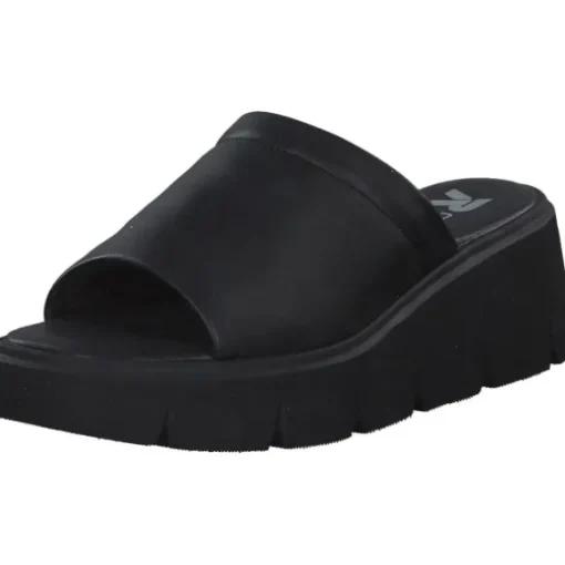 Rieker Evolution W1551, Plateau-Pantoletten, Damen, Schwarz