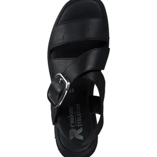 Rieker Evolution W1550, Plateau-Sandaletten, Damen, Schwarz