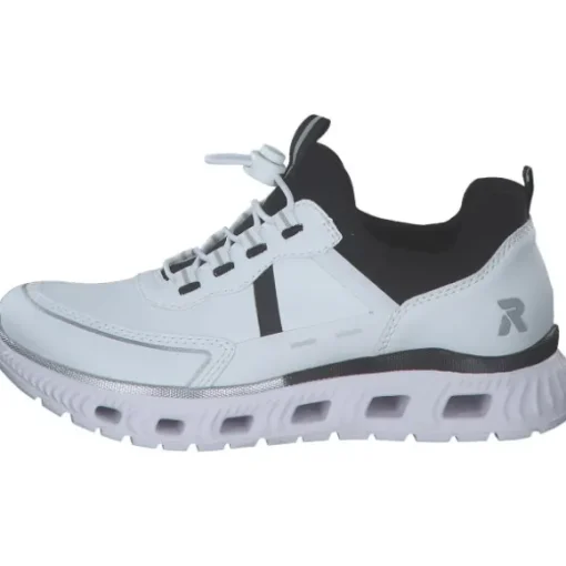 Rieker M6062, Schnürschuhe, Damen, weiss/bianco/schwarz/schwarz