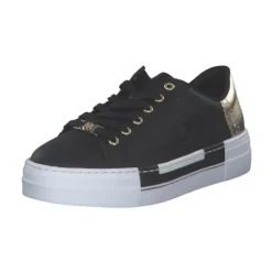Rieker N4931, Schnürschuhe, Damen, schwarz/lightgold/schwarz