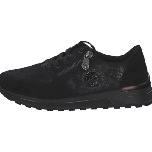 Rieker N1411, Schnürschuhe, Damen, schwarz/schwarz-metallic/black