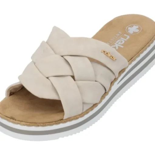 Rieker V0208, Plateau-Pantoletten, Damen, Beige