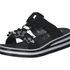 Rieker V0228, Plateau-Pantoletten, Damen, Schwarz/Silber