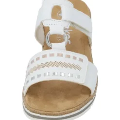 Rieker V0636, Plateau-Pantoletten, Damen, weiss/argento/rosegold