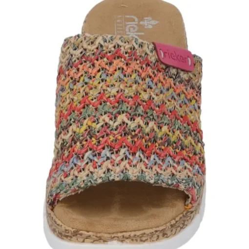 Rieker V2369, Plateau-Pantoletten, Damen, multi/nelke