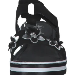 Rieker V0228, Plateau-Pantoletten, Damen, Schwarz/Silber