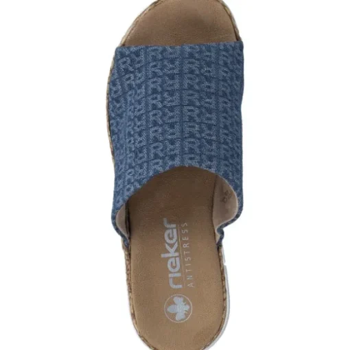 Rieker V2377, Plateau-Pantoletten, Damen, Blau