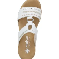 Rieker V0636, Plateau-Pantoletten, Damen, weiss/argento/rosegold