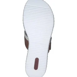 Rieker V3652, Plateau-Pantoletten, Damen, Braun / Weiß / Olive